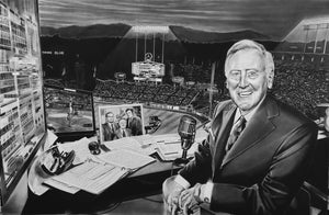 The All-Time Dodgers Memorabilia - Vin Scully Painting by Dave Hobrecht